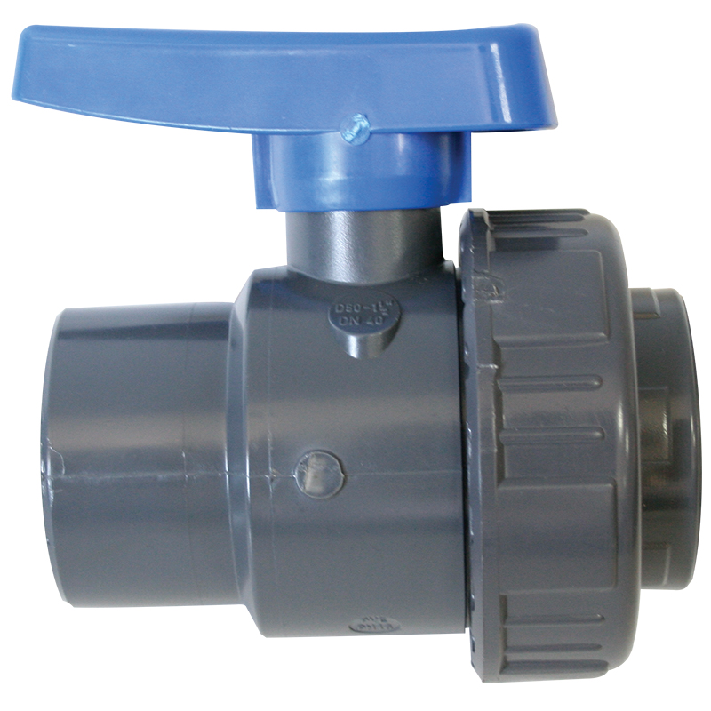 Ball Valve, Single Union BSPT, Plastic, with Blue Handle