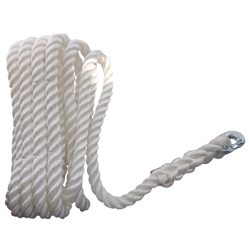 CABO Rope for chain rode use, three strand with connection, Nylon, White