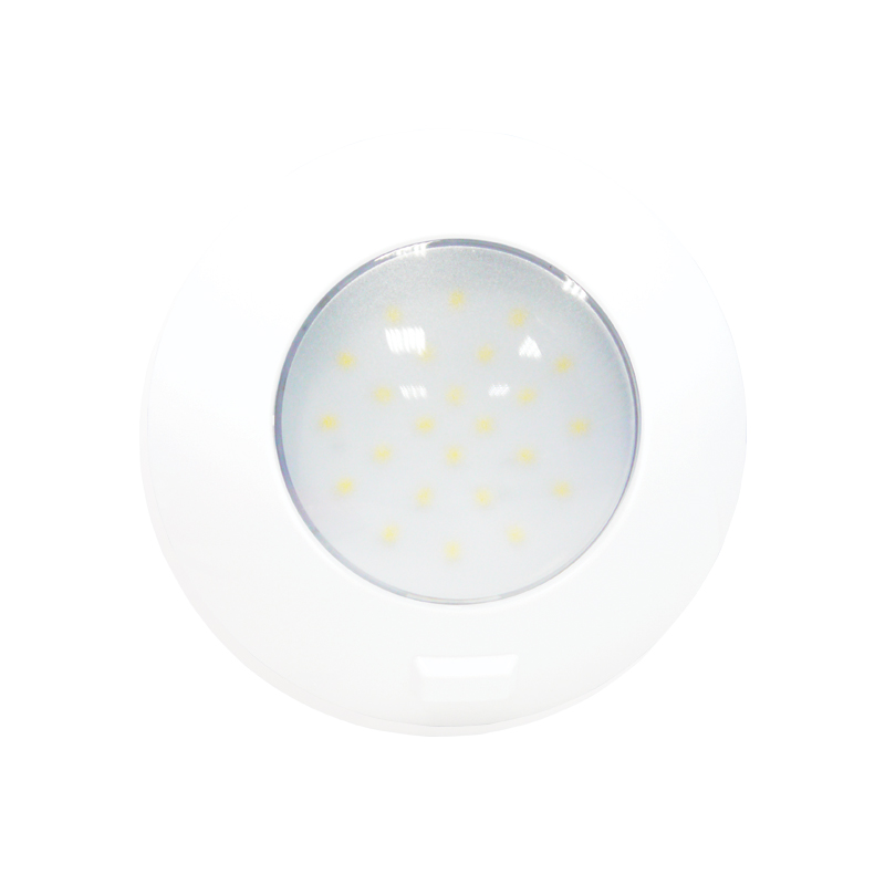 AquaLED Dome Light, round with switch, 4.8W, 12/24V