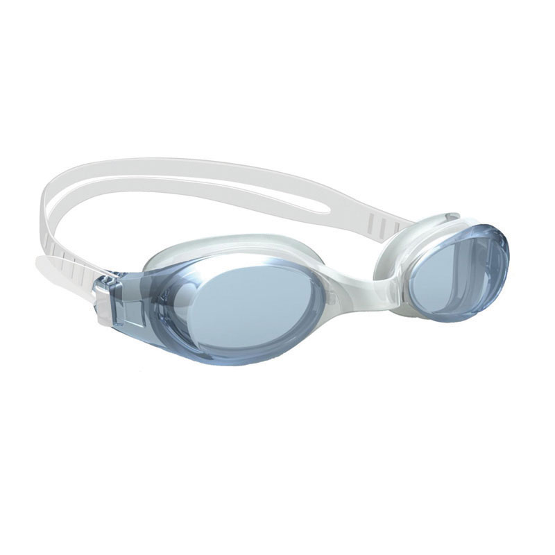 Junior Swimming Goggle, w/ Transparent Black Antifog Lens, Silicone Eyecups & Strap, White