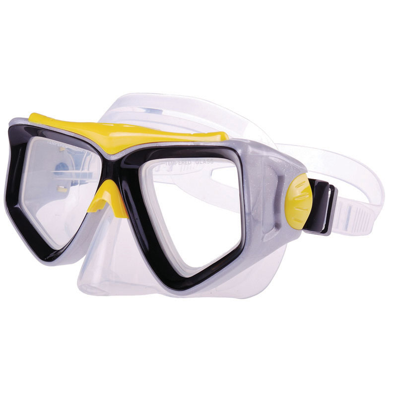 PVC Mask w/ tempered glass, yellow-black