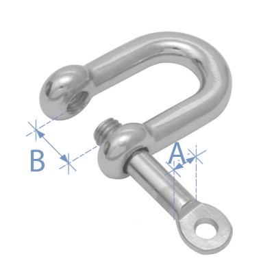 D Shackle w/ locking pin, Inox 316