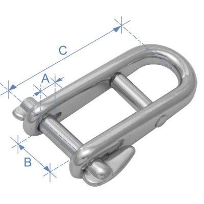 Halyard Shackle, w/ cross bar & locking pin, Inox 316