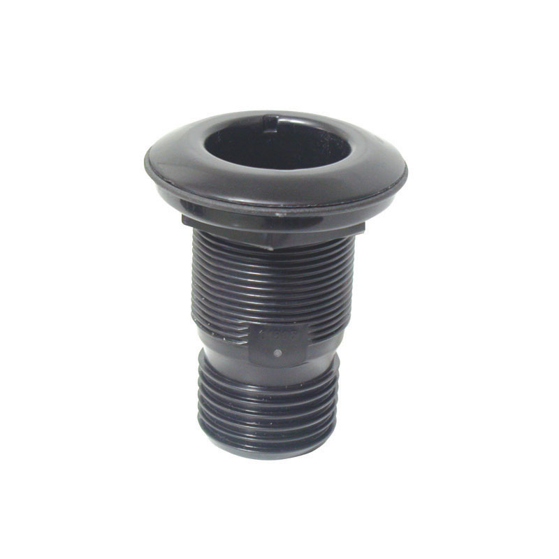 Thru-Hull with Flush Flange and Hose Barb, Black