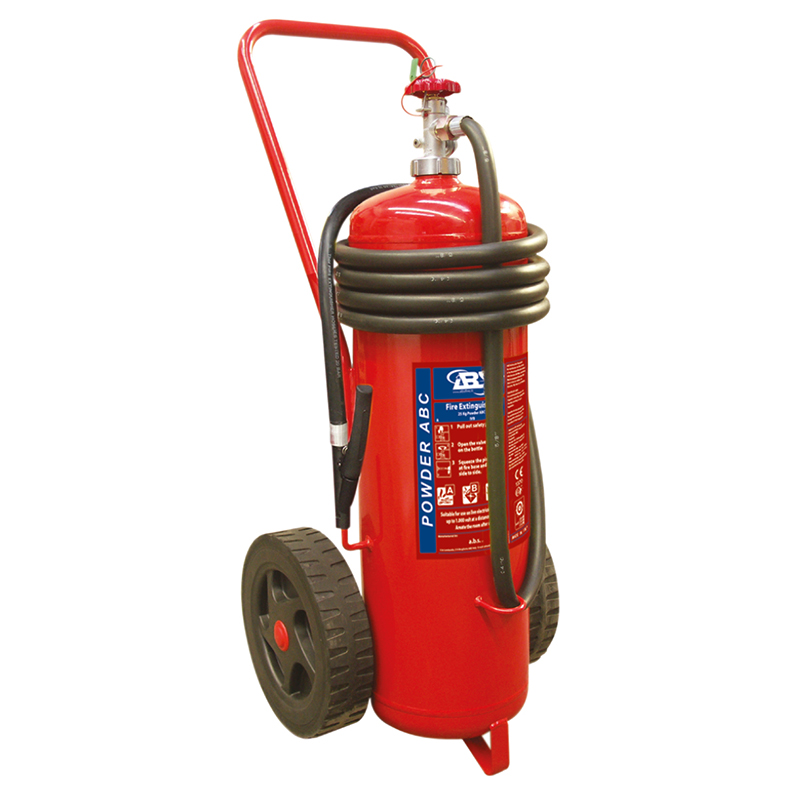 Fire Extinguisher Wheeled, Dry Powder, Stored Pressure, w/Hose & Nozzle, SOLAS/MED