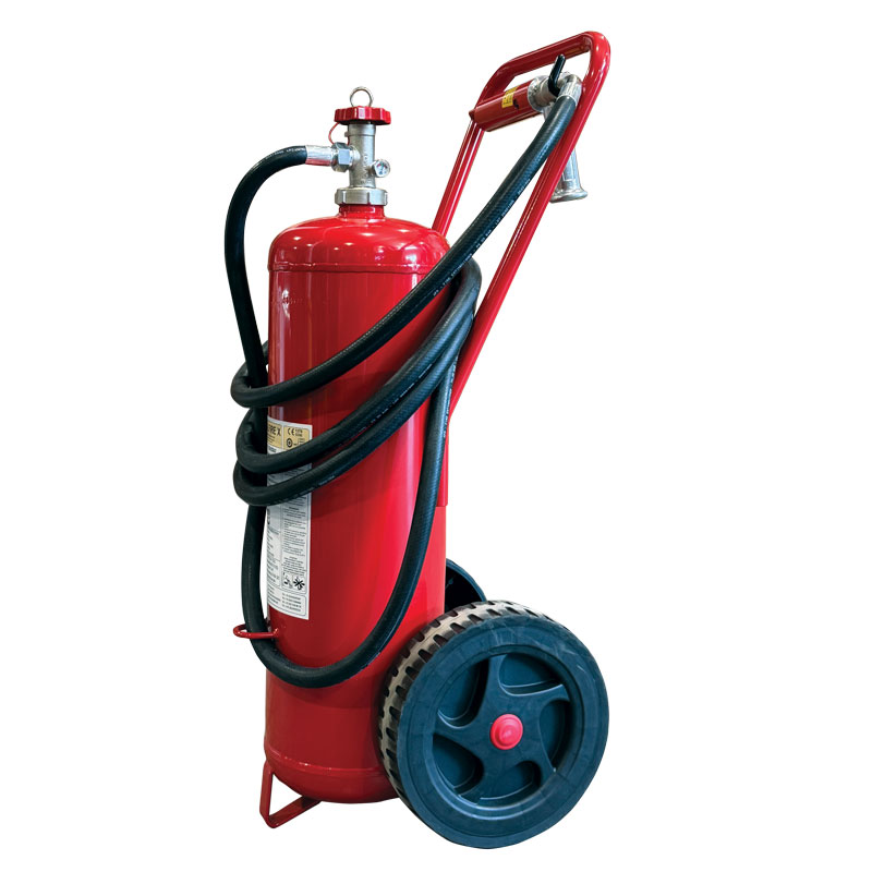 Fire Extinguisher Wheeled,PFOS/PFOA Free25L,Stored Pressure,w/Hose,Horn&Nozzle,SOLAS/MED(EN,FR,ES,PT