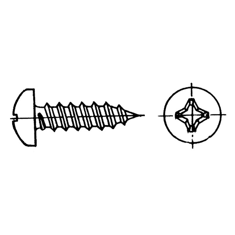 Plain recessed-head self-tapping screw AISI 316 DIN 7981