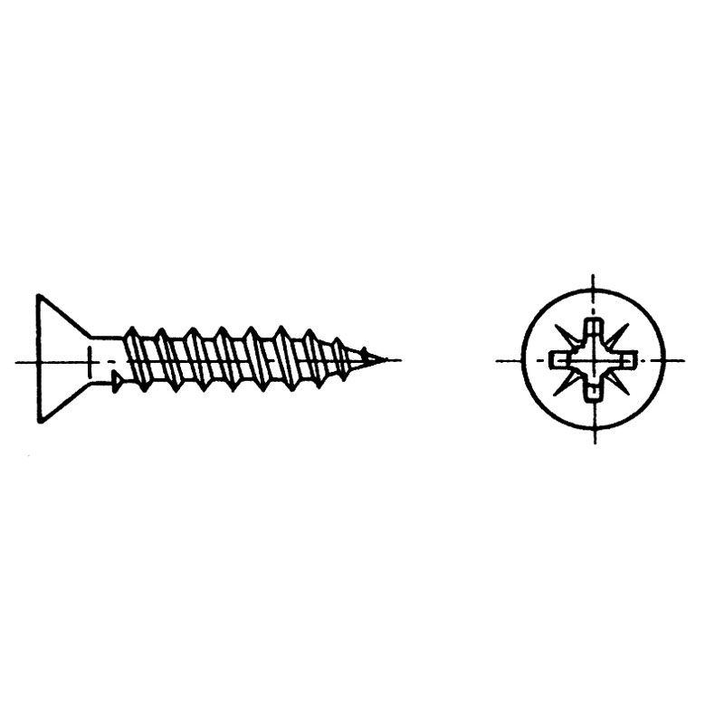 Countersunk recessed-head chipboard screw 3x16 mm AISI 316