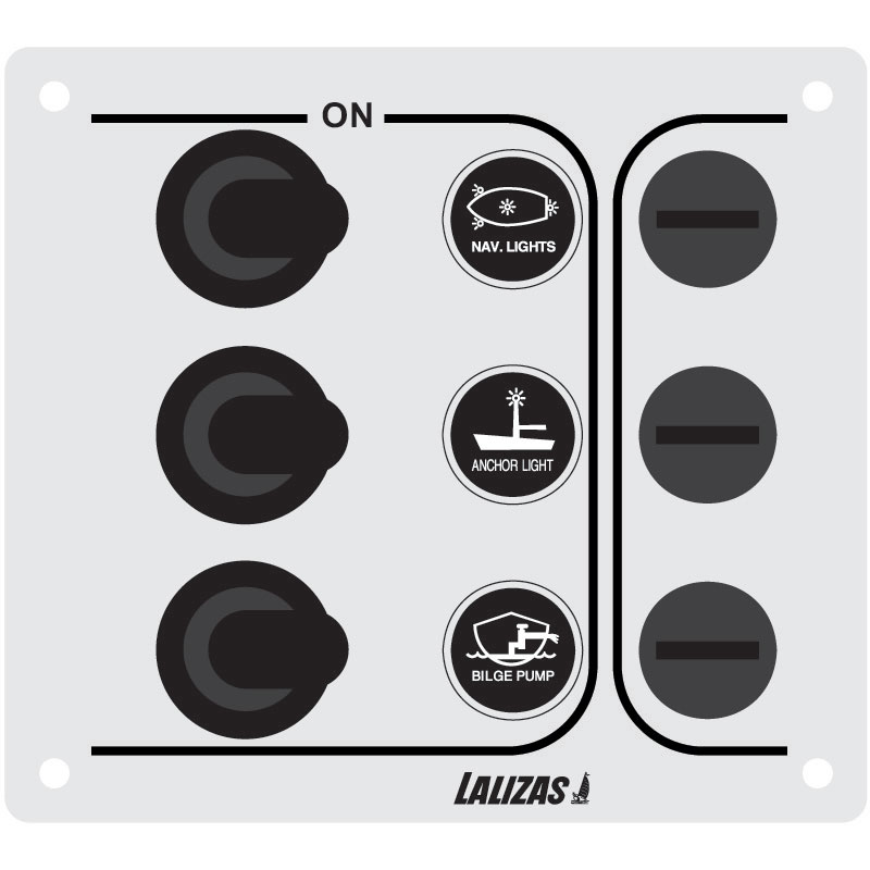 Switch Panel ''SP3 “Economy”, 3 waterproof  switches, Inox, 12/24V, 100x90mm