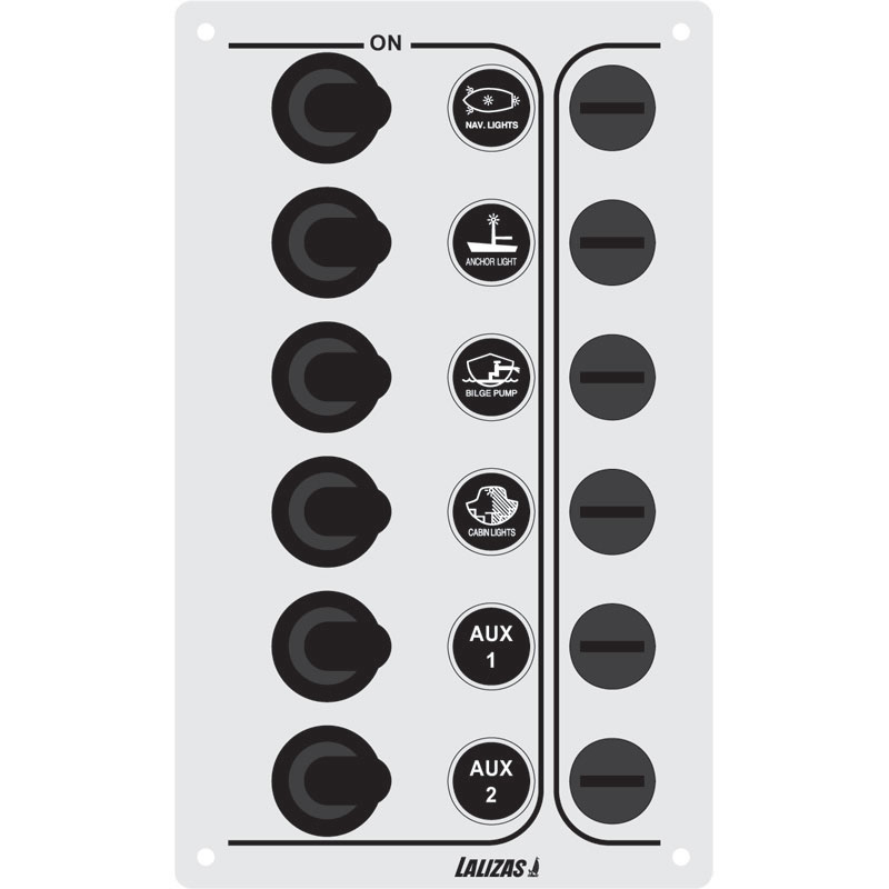 Switch Panel ''SP6 “Economy”, 6 waterproof switches, Inox, 12/24V, 100x165mm