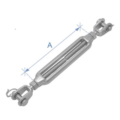 Frame turnbuckle w/ nut, jaw & jaw,  Inox 316
