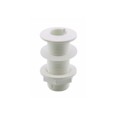 Thru-Hull Fitting, w/Hose Barb & Washer, White, ISO
